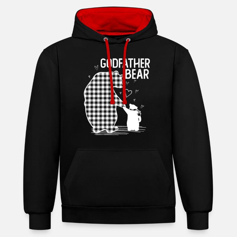 Parrain Ours - Sweat à capuche contrasté - noir/rouge