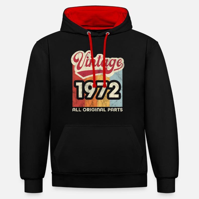 Millésime 1972 - Sweat à capuche contrasté - noir/rouge