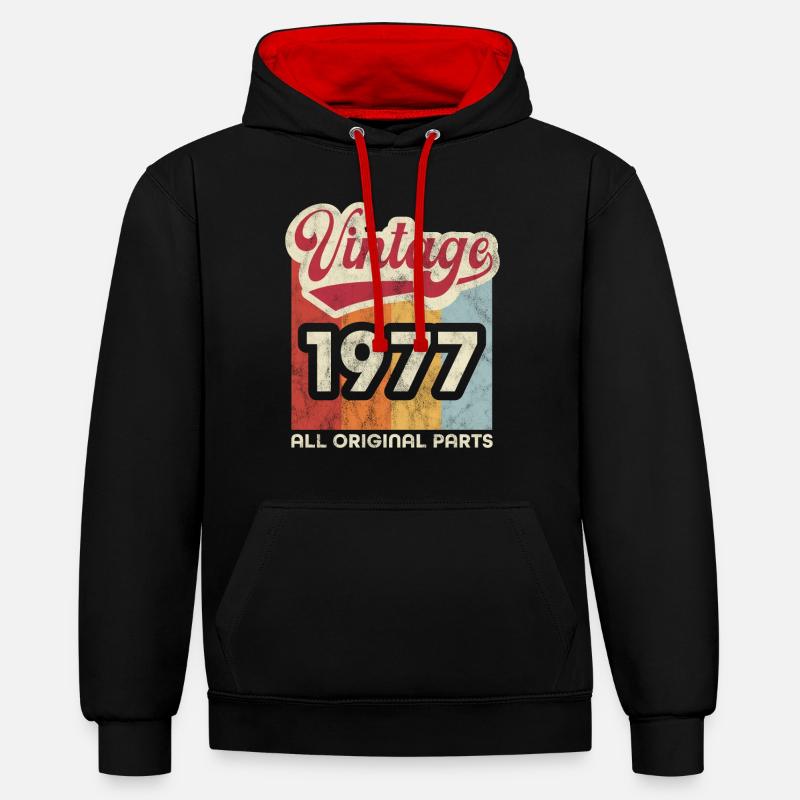 Millésime 1977 - Sweat à capuche contrasté - noir/rouge