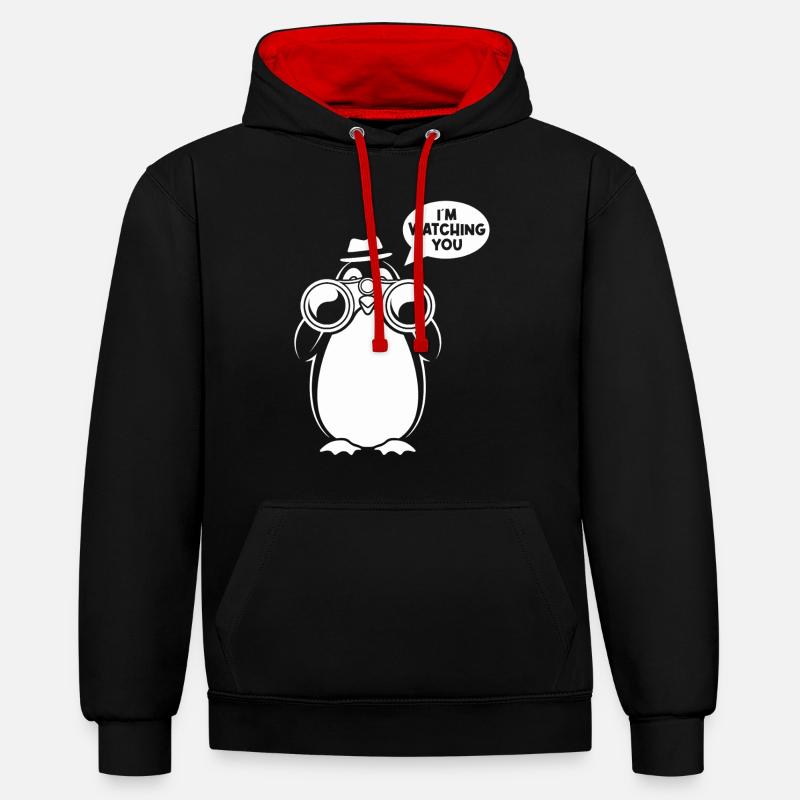 Sarcasme : Je te regarde concevoir - Sweat à capuche contrasté - noir/rouge