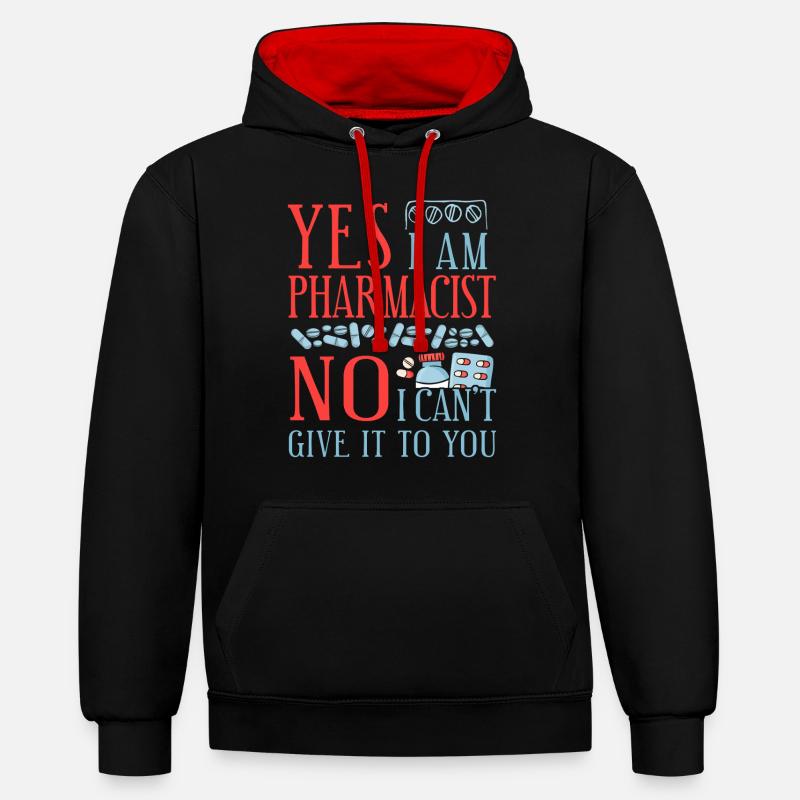 Technicien en pharmacie - Sweat à capuche contrasté - noir/rouge