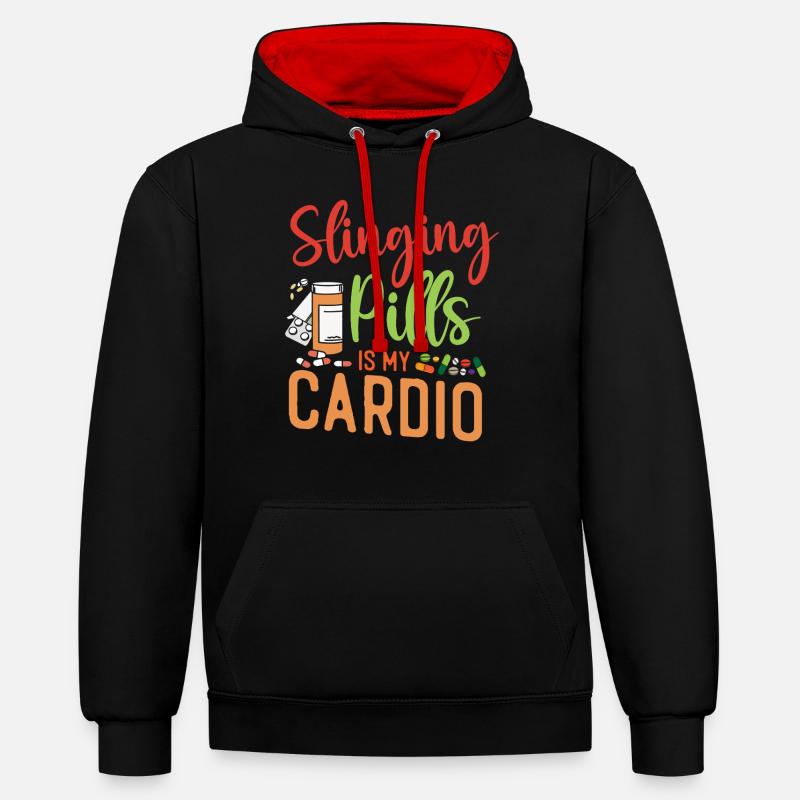 Pharmacy Tech Technician - Contrast hoodie - black/red