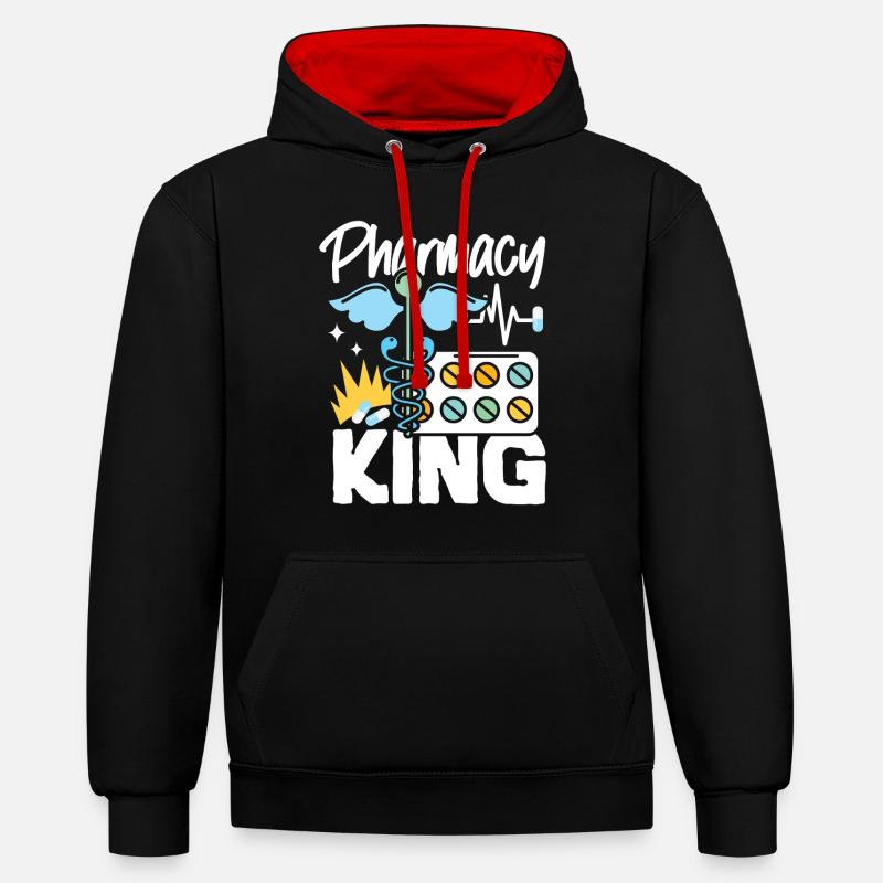 Pharmacy Tech Technician - Kontrast-Hoodie - Schwarz/Rot
