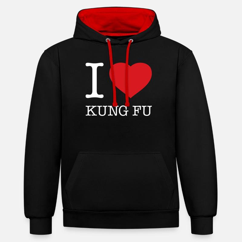 J’ADORE LE KUNG-FU - Sweat à capuche contrasté - noir/rouge