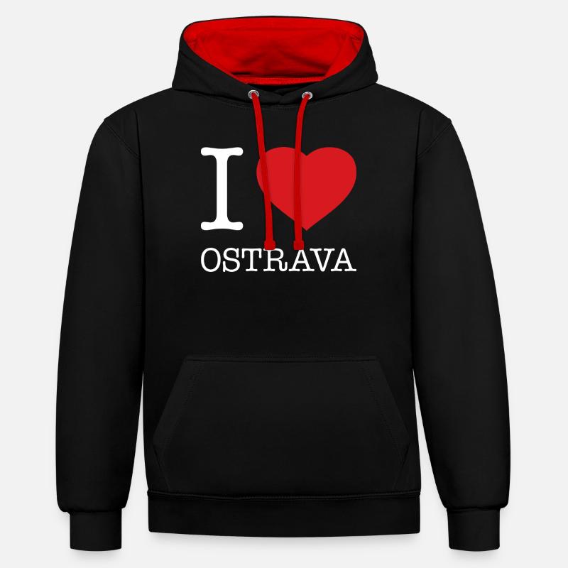J’ADORE OSTRAVA - Sweat à capuche contrasté - noir/rouge
