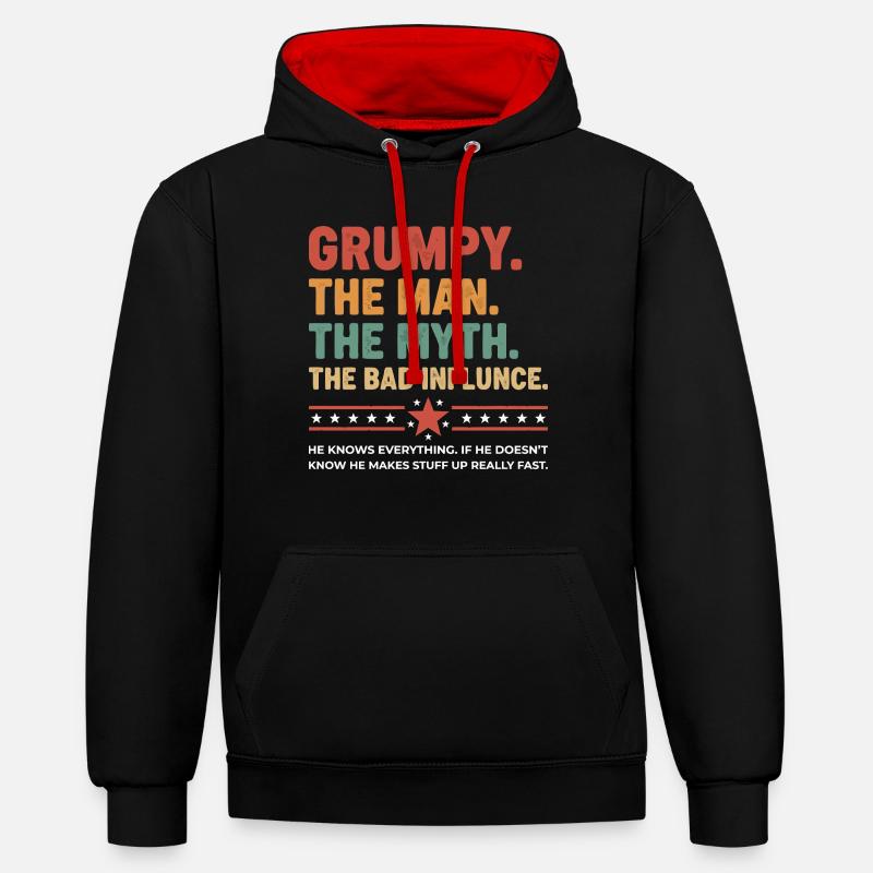 Grumpy – Die Legende & der schlechte Einfluss - Kontrast-Hoodie - Schwarz/Rot