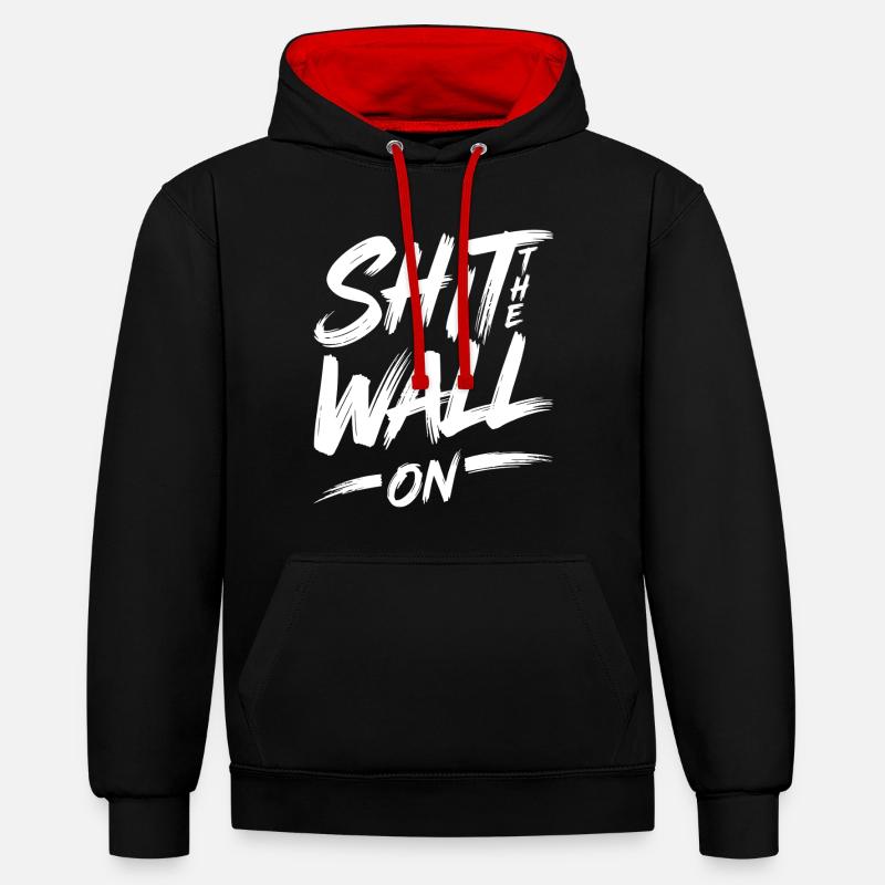 Arrête le mur - Sweat à capuche contrasté - noir/rouge