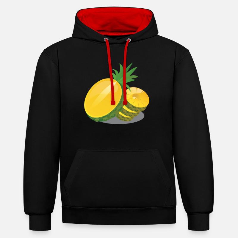 Ananas en tranches - Sweat à capuche contrasté - noir/rouge