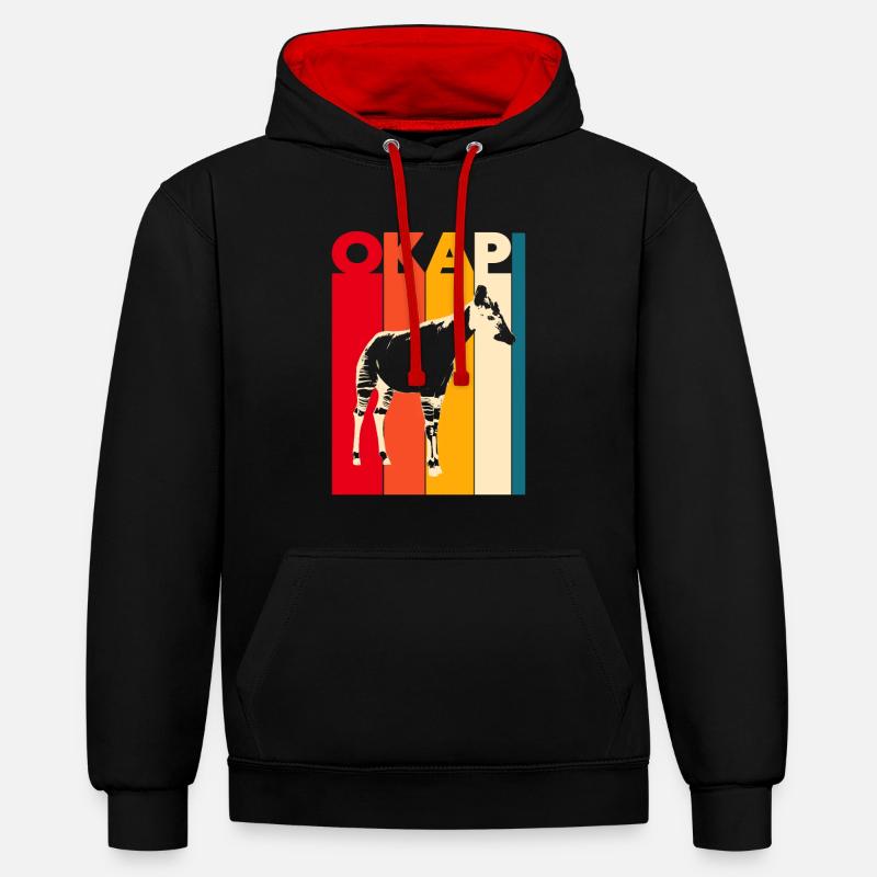 Okapi - Sweat à capuche contrasté - noir/rouge