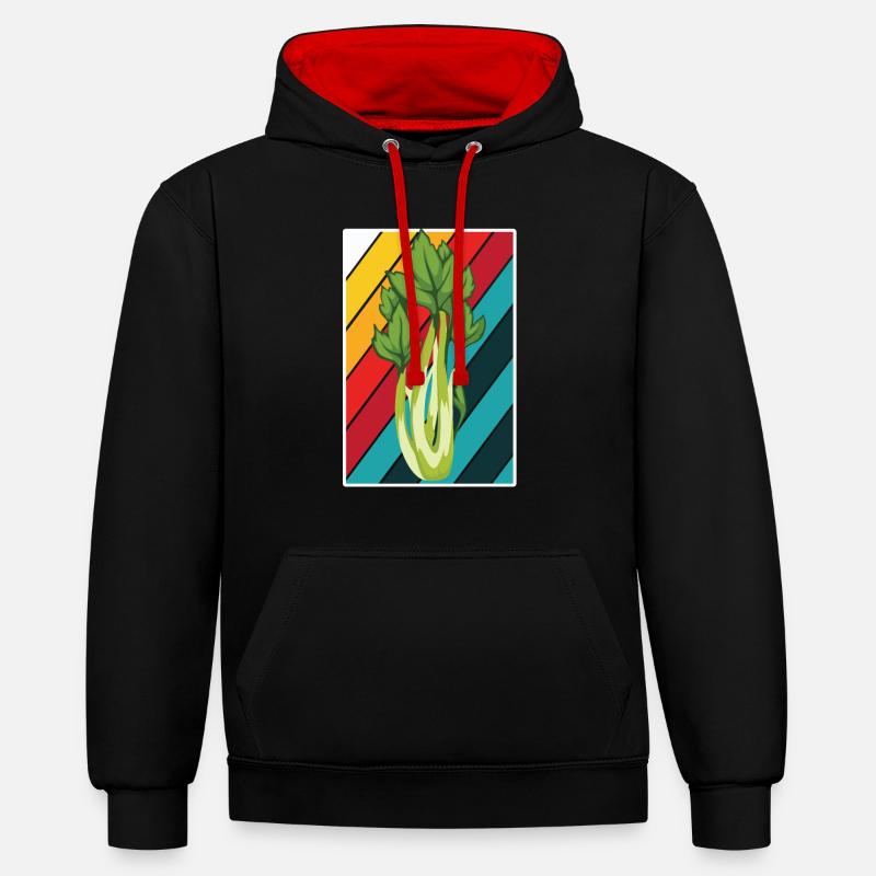 Céleri - Sweat à capuche contrasté - noir/rouge