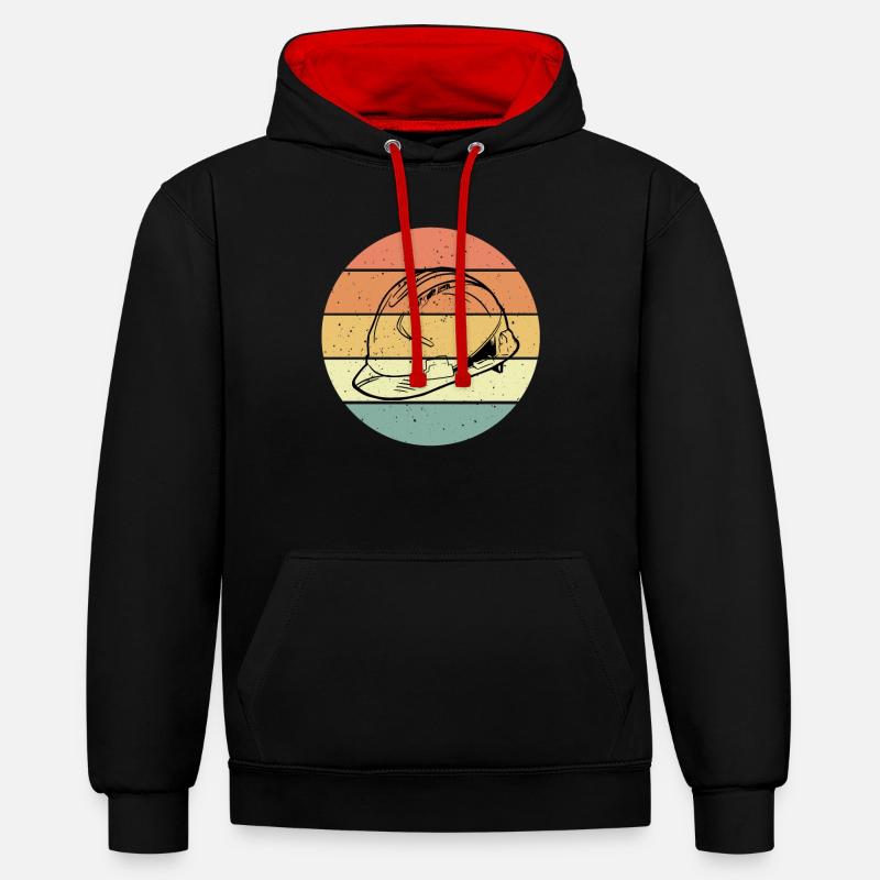 Casque de construction - Sweat à capuche contrasté - noir/rouge