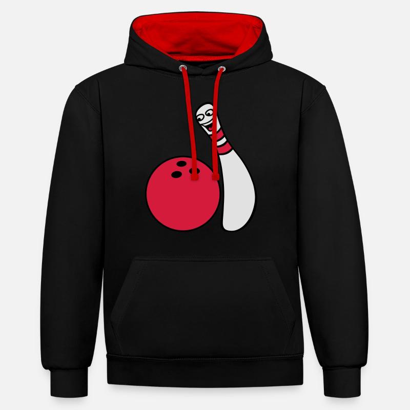 Cheeky Comic Bowling Pin - Kontrast-Hoodie - Schwarz/Rot