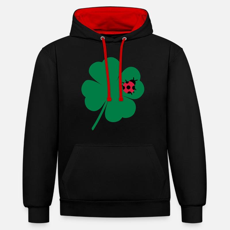 clover leaf feuille de trèfle - Sweat à capuche contrasté - noir/rouge