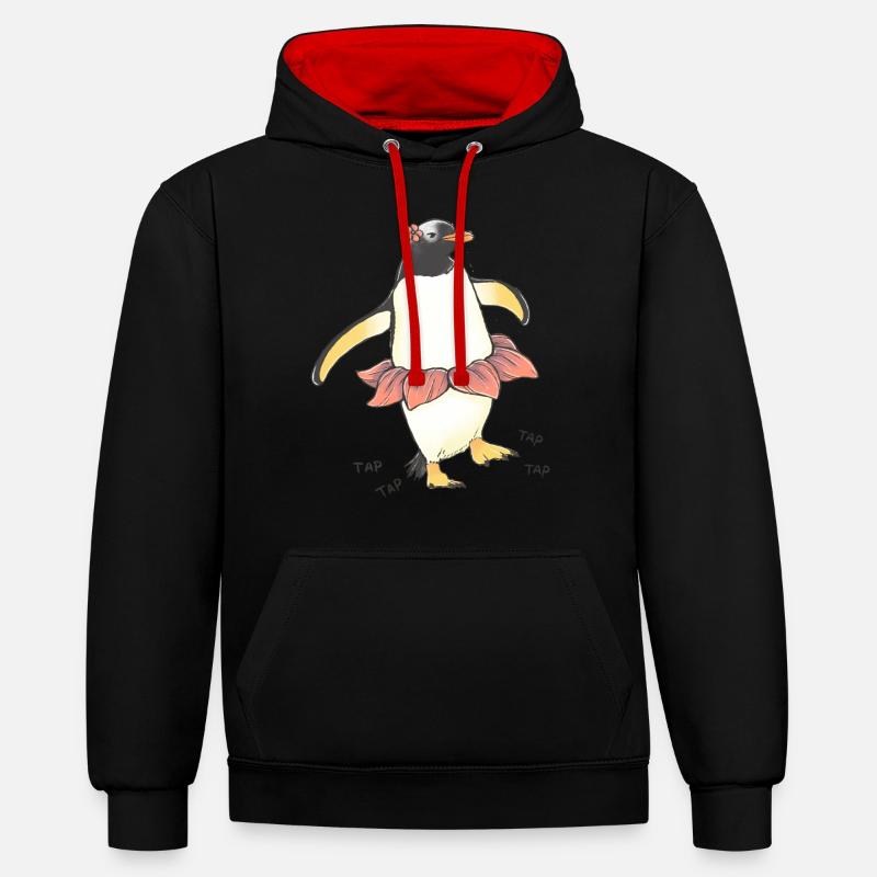 Danse de pingouin - Sweat à capuche contrasté - noir/rouge