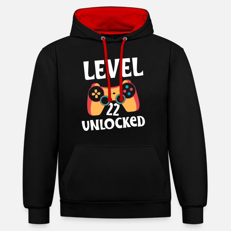 niveau 22 débloqué - Sweat à capuche contrasté - noir/rouge