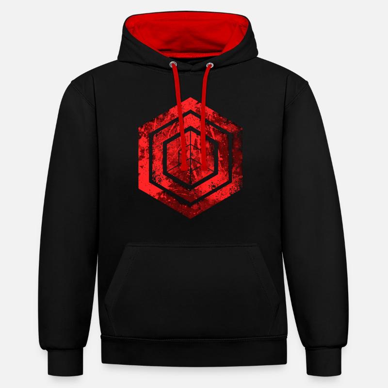hexagon programming programmer coding geometric - Contrast hoodie - black/red