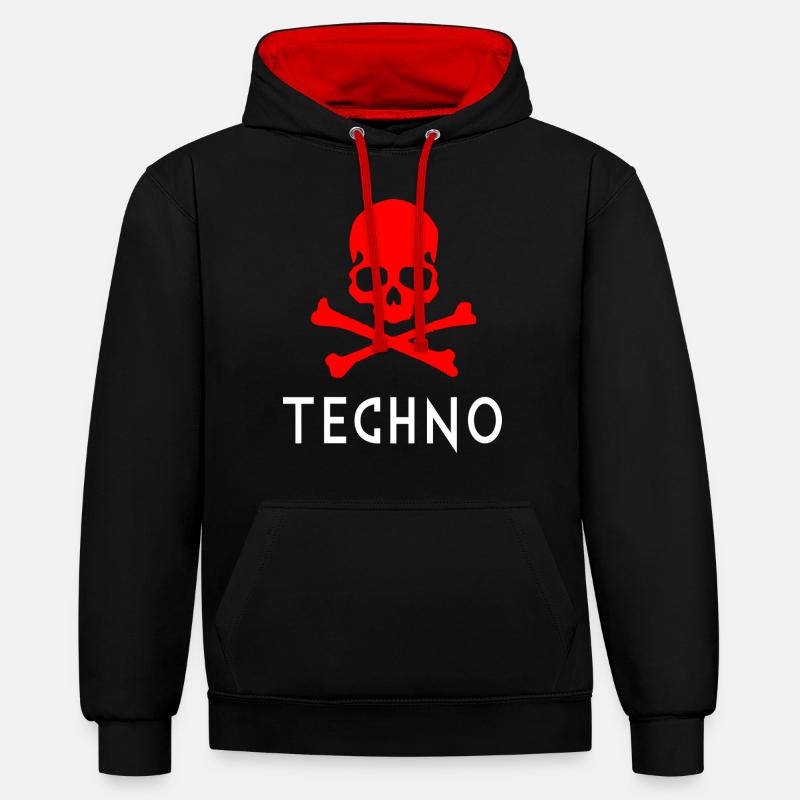 Rouge techno - Sweat à capuche contrasté - noir/rouge