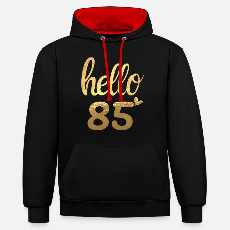 Hello 85 doré - Sweat à capuche contrasté - noir/rouge
