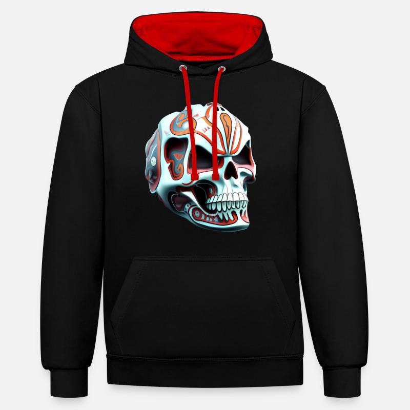 Crâne n° 1 - Sweat à capuche contrasté - noir/rouge
