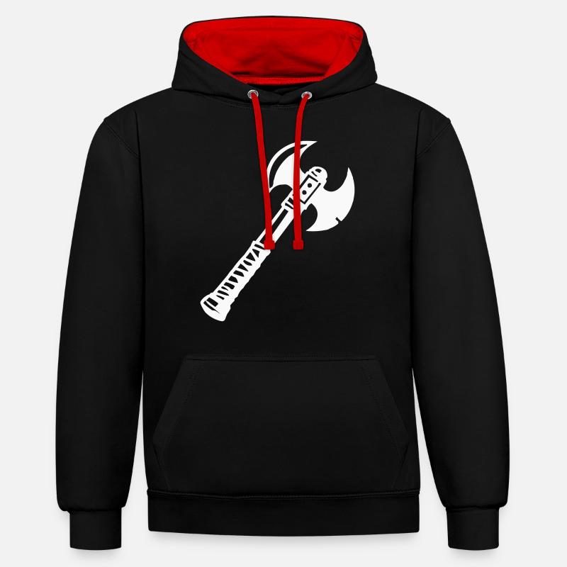 Hache 1 - Sweat à capuche contrasté - noir/rouge