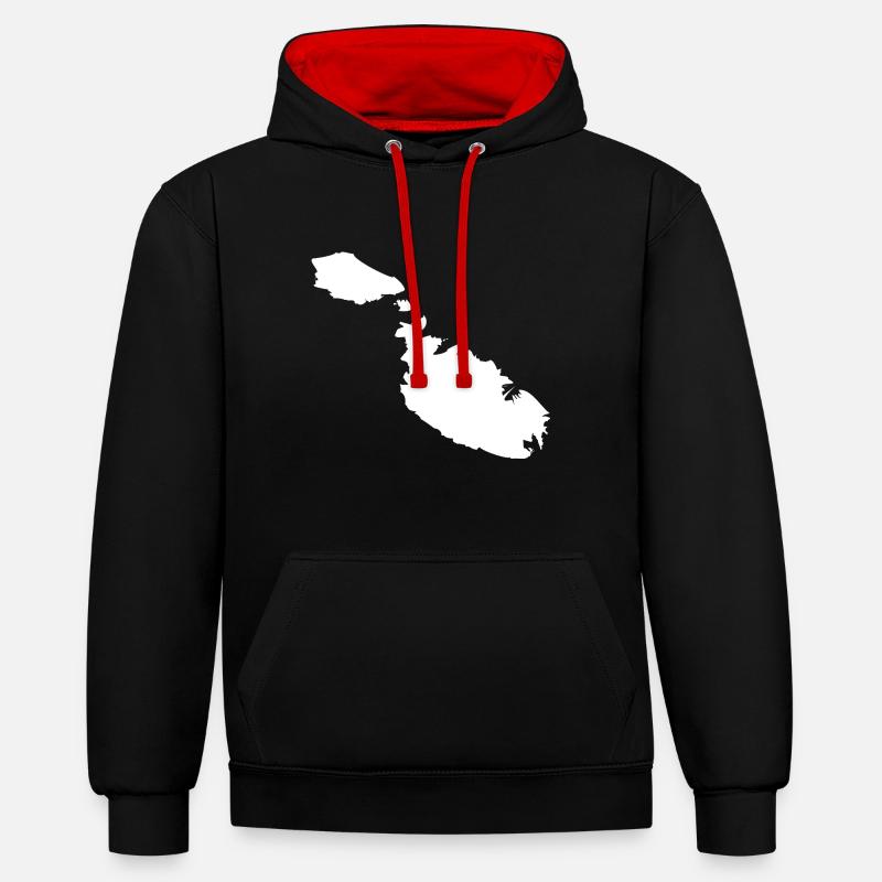 Malte carte drapeau - Sweat à capuche contrasté - noir/rouge