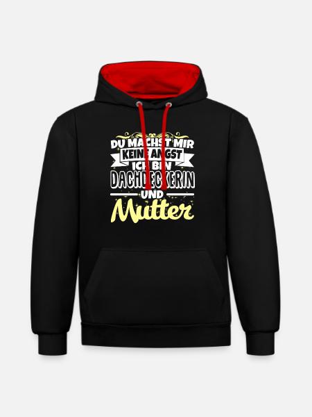 DACHDECKERIN und Mutter - Kontrast-Hoodie - Schwarz/Rot