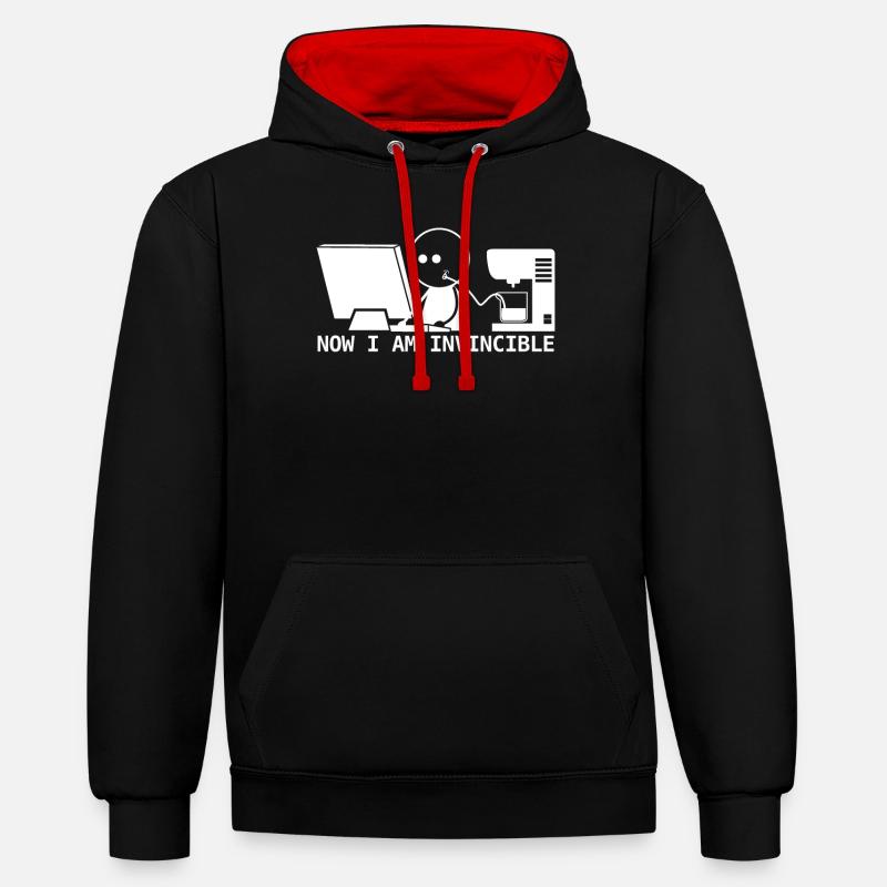 Admin Programmierer Nerd mit Kaffee - Kontrast-Hoodie - Schwarz/Rot