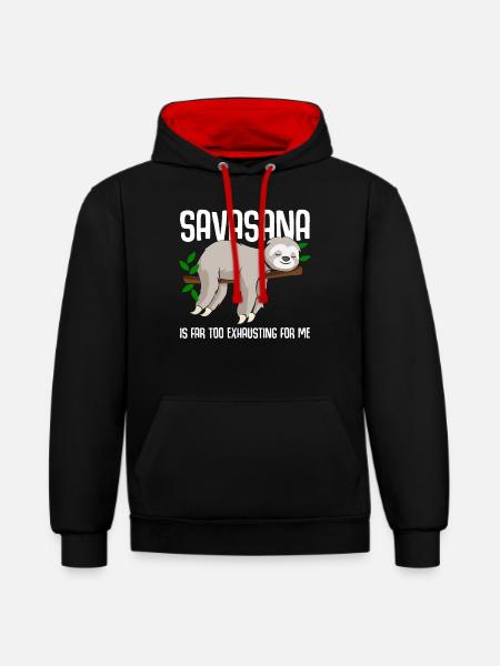 Savasana Sloth Yoga - Contrast hoodie - black/red