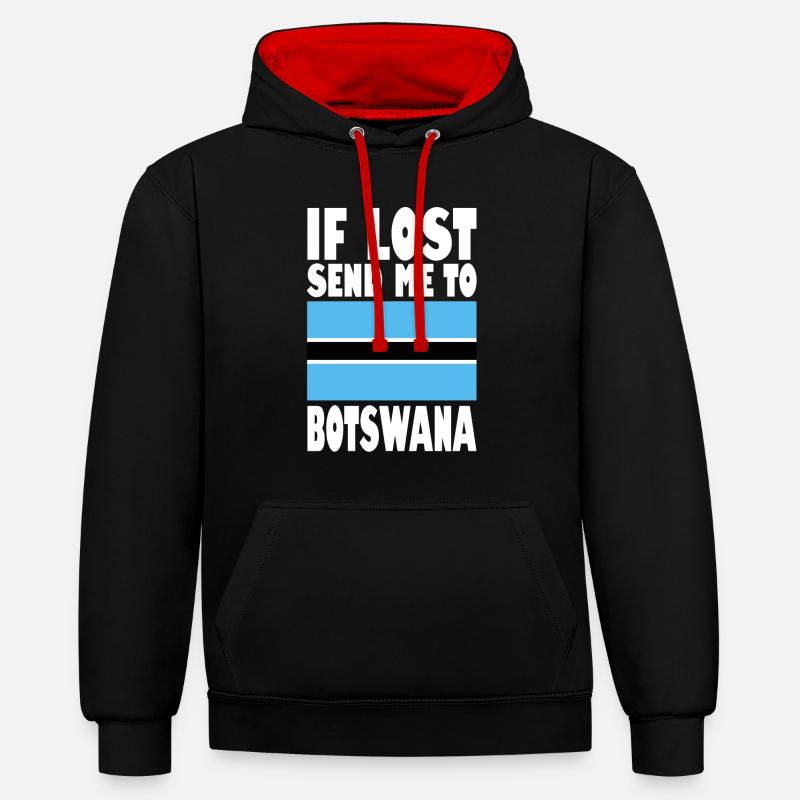 Drapeau du Botswana - Sweat à capuche contrasté - noir/rouge