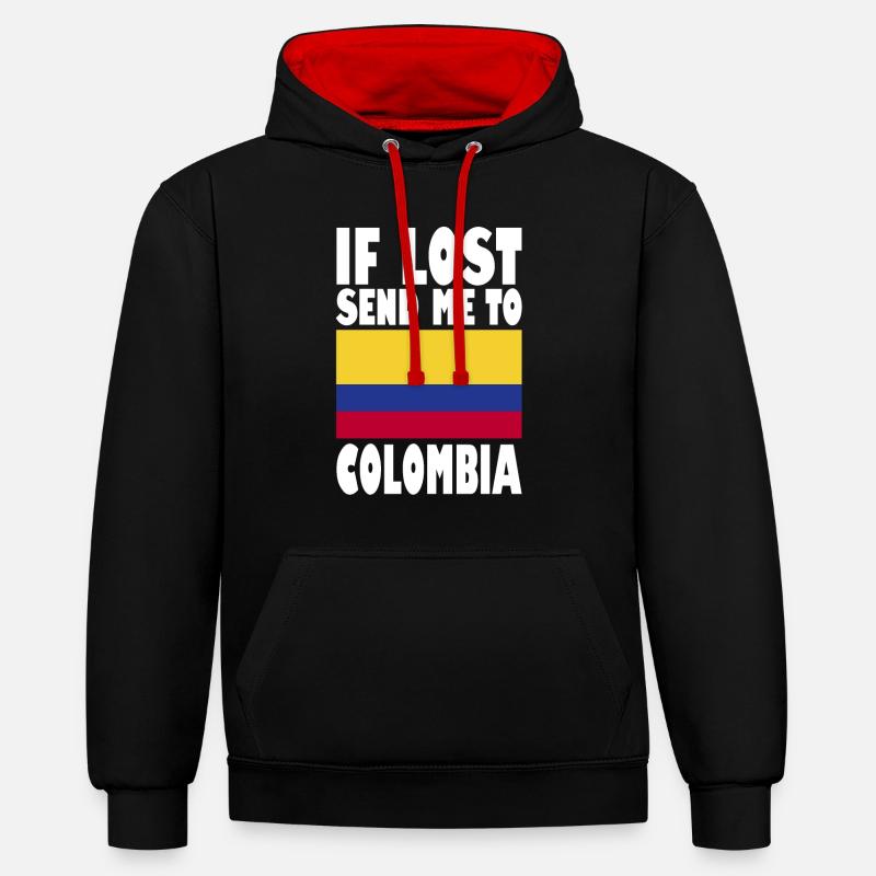 Drapeau de la Colombie - Sweat à capuche contrasté - noir/rouge