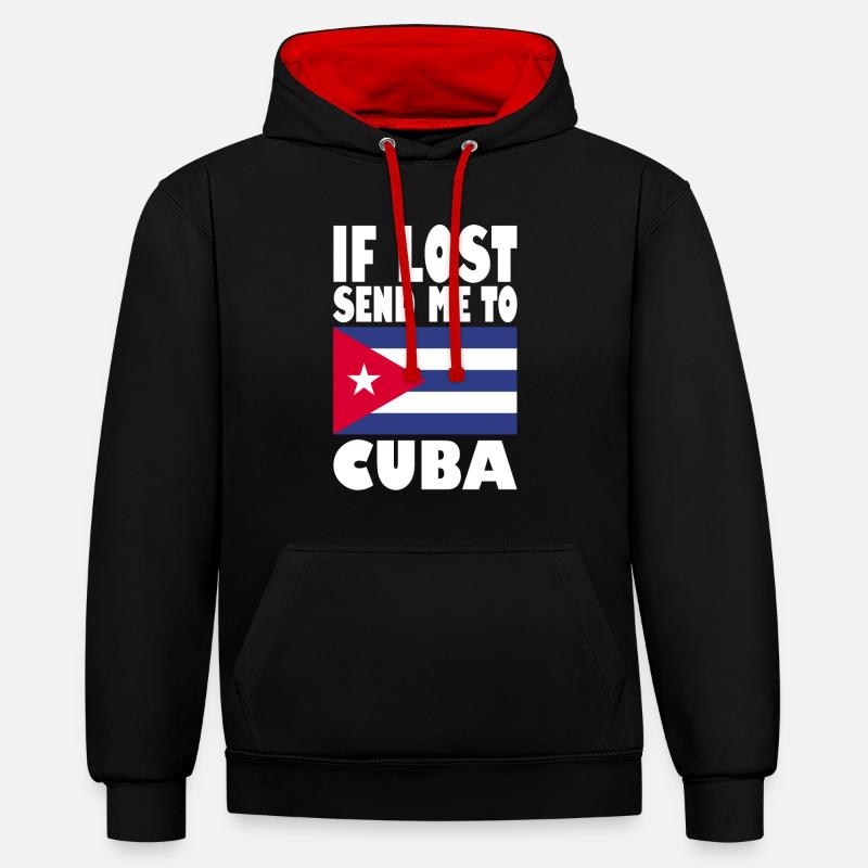 Drapeau de Cuba - Sweat à capuche contrasté - noir/rouge