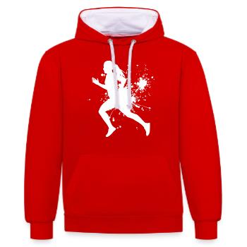 Fitness Cross Country Running Jogging Laufen - Contrast hoodie - red/white - Front - Liana (172cm) & Jaron (178cm)