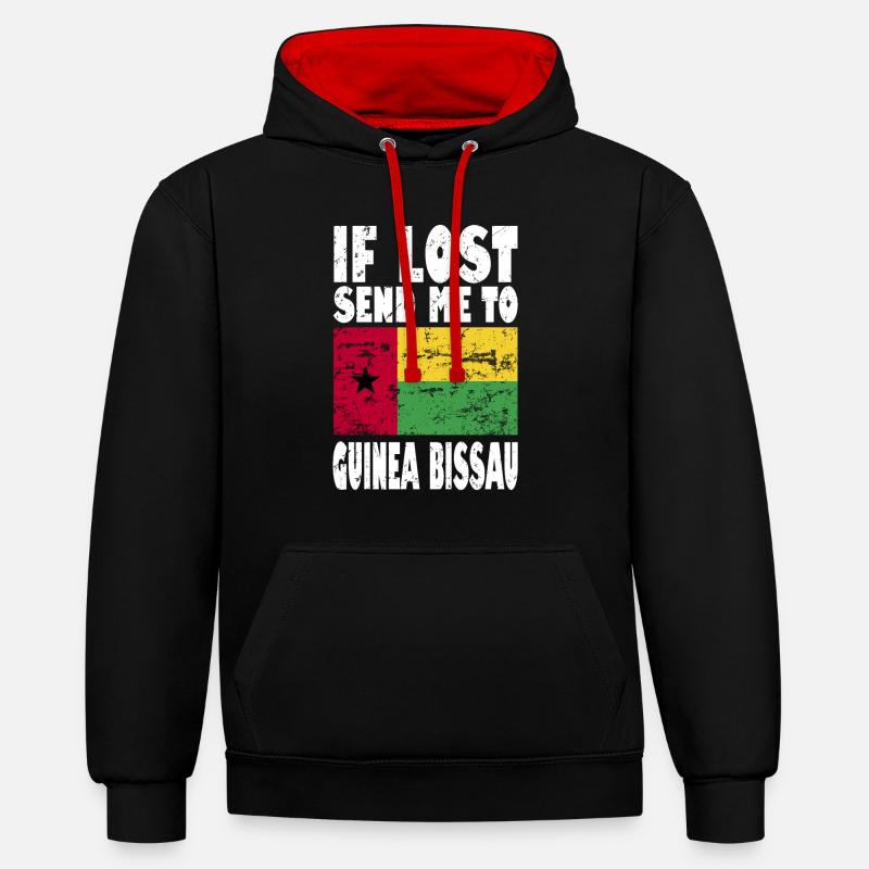 Drapeau de la Guinée-Bissau - Sweat à capuche contrasté - noir/rouge