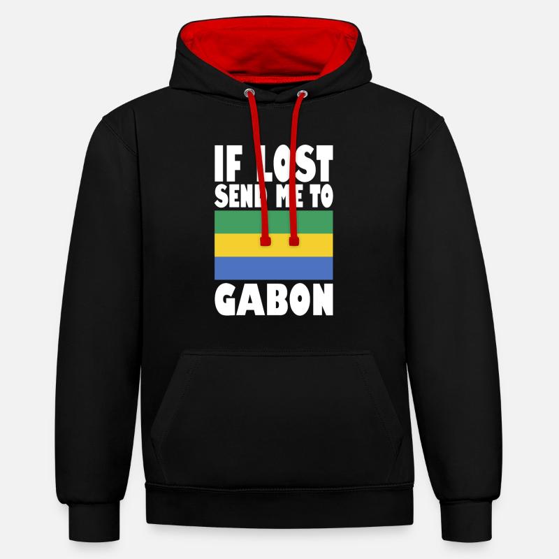 Drapeau du Gabon - Sweat à capuche contrasté - noir/rouge
