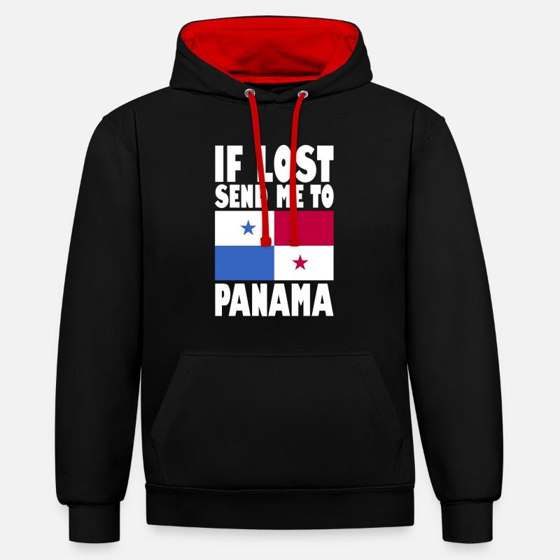 Drapeau du Panama - Sweat à capuche contrasté - noir/rouge