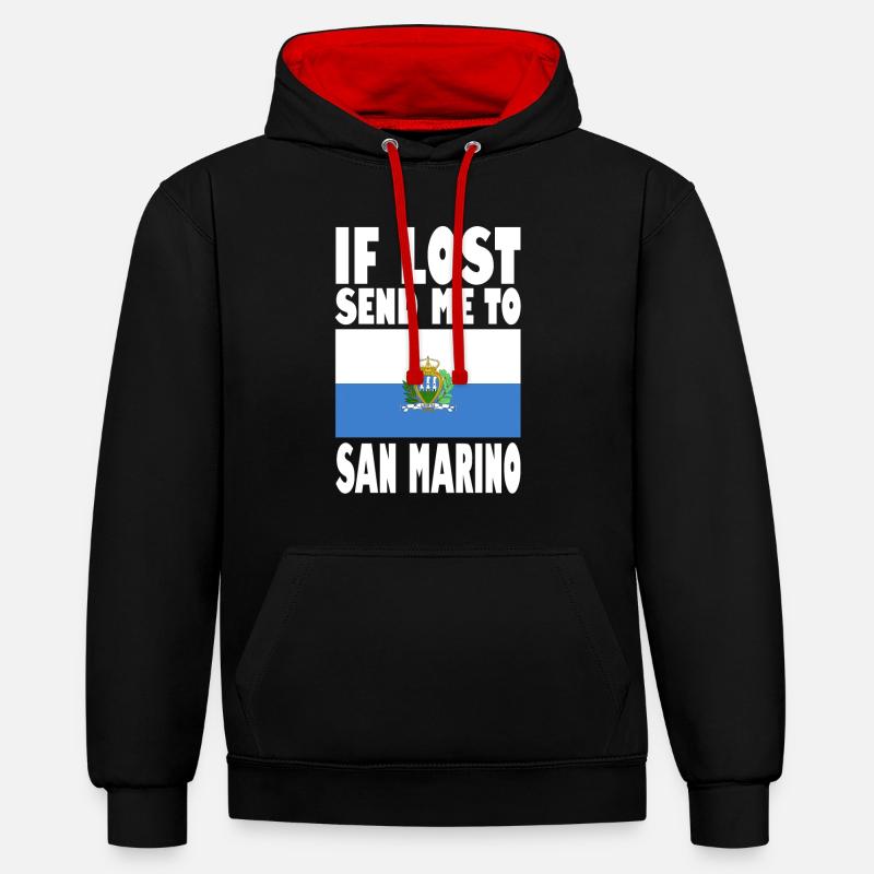 Drapeau de Saint-Marin - Sweat à capuche contrasté - noir/rouge