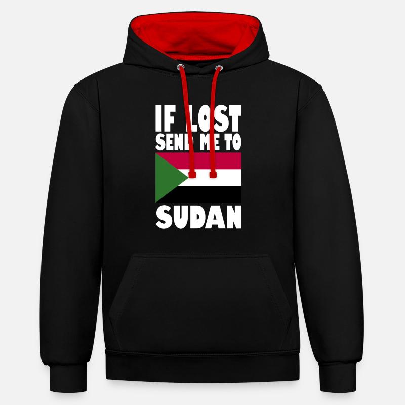 Drapeau du Soudan - Sweat à capuche contrasté - noir/rouge