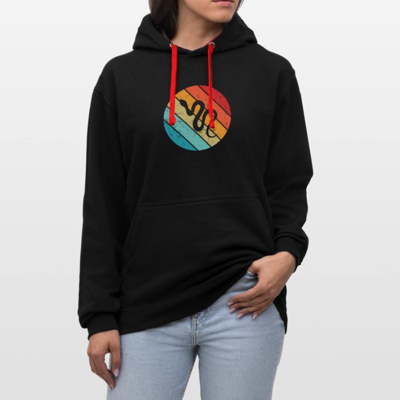 Snake Retro Reptile Python Idée cadeau Sweat à capuche contrasté
