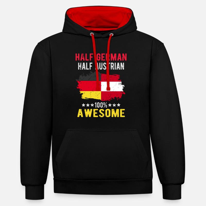 Half German Half Austrian - Contrast hoodie - black/red