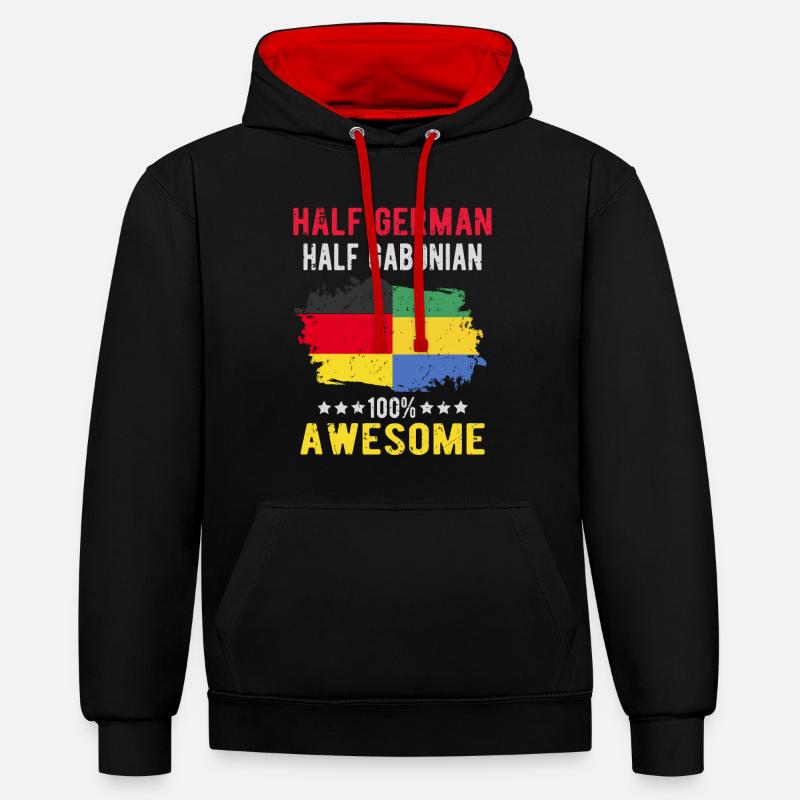 Moitié allemand moitié gabonais - Sweat à capuche contrasté - noir/rouge