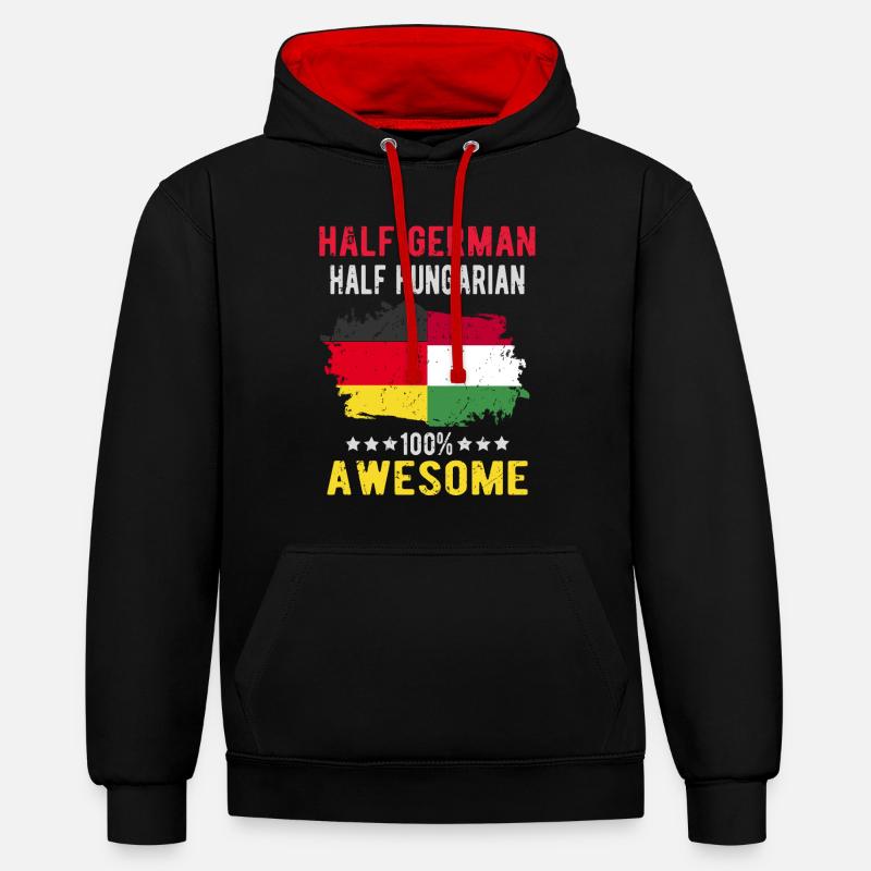Half German Half Hungarian - Contrast hoodie - black/red