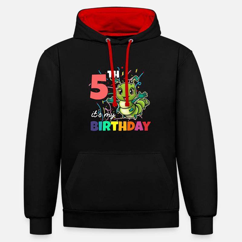 Chenille - Sweat à capuche contrasté - noir/rouge