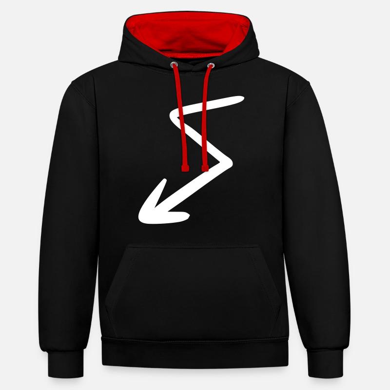 Flèche dessin esquisse blanc - Sweat à capuche contrasté - noir/rouge