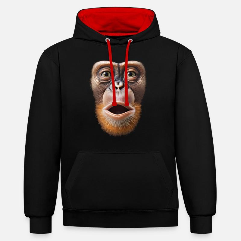Funny Monkey T-Shirt - Sweat à capuche contrasté - noir/rouge