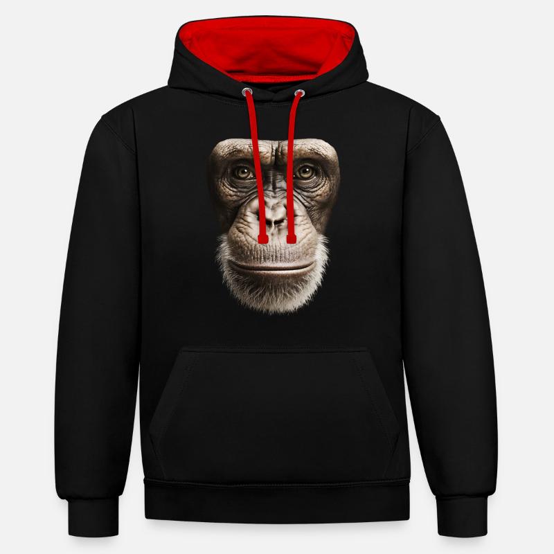 Funny Monkey T-Shirt - Sweat à capuche contrasté - noir/rouge