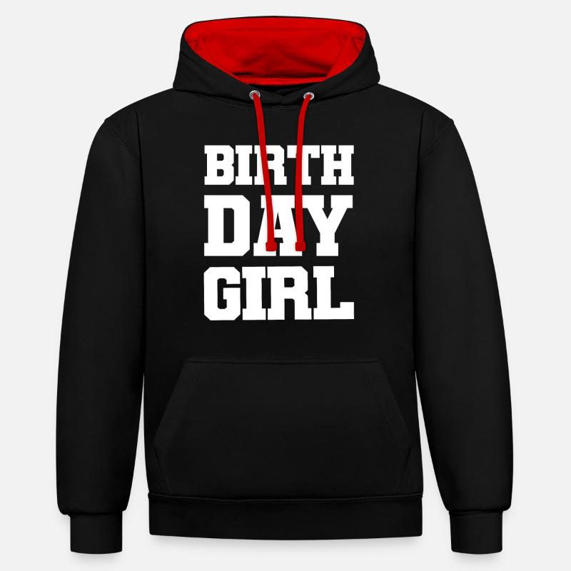 fille d’anniversaire - Sweat à capuche contrasté - noir/rouge