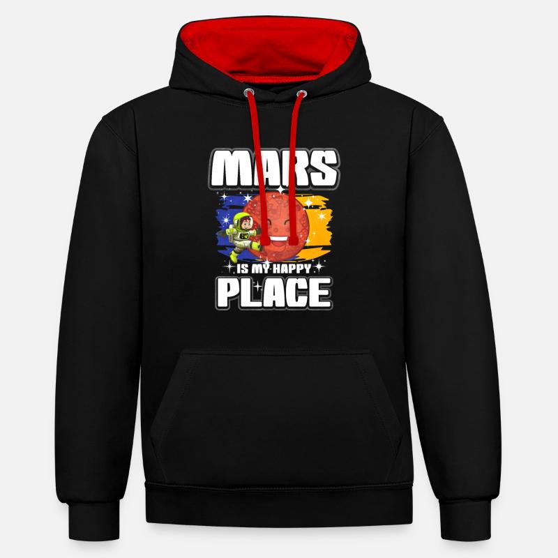 Mars Planet Cadeau - Sweat à capuche contrasté - noir/rouge