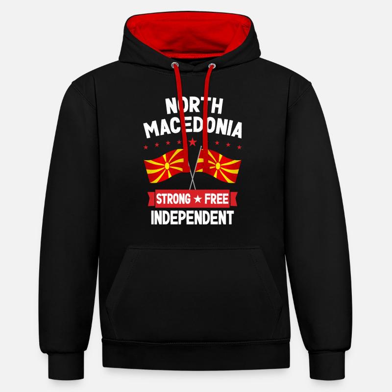 Macédoine du Nord - Sweat à capuche contrasté - noir/rouge