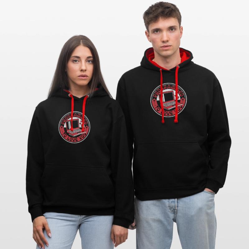 Programmé pour vous aimer Developer Coder Sweat à capuche contrasté