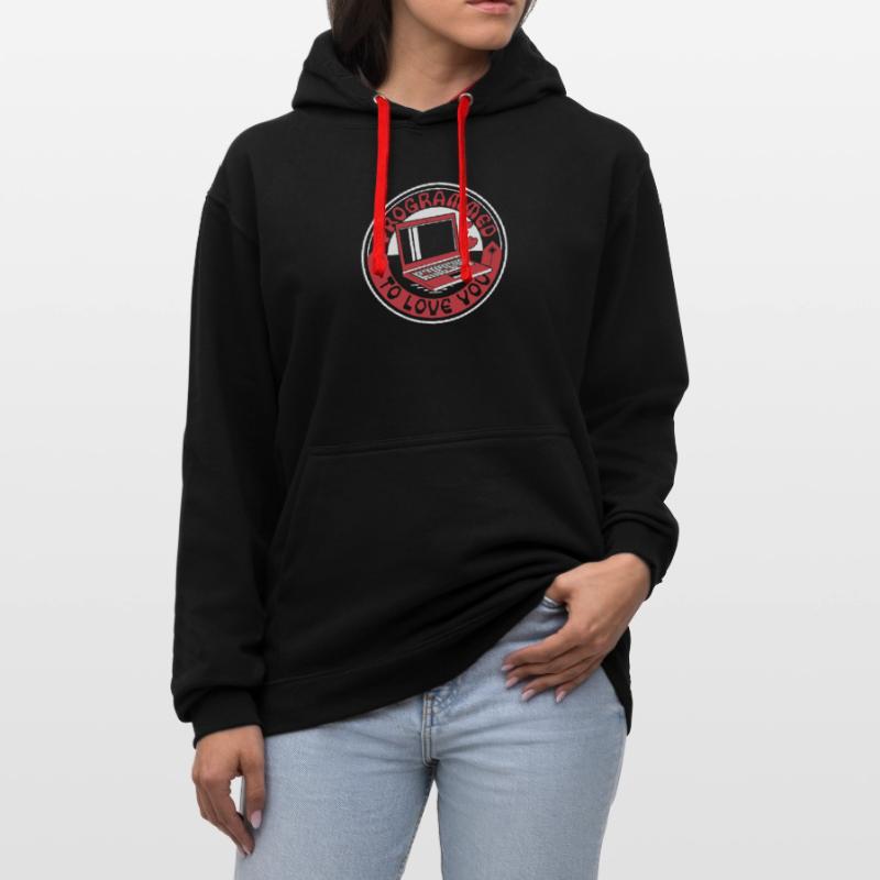 Programmé pour vous aimer Developer Coder Sweat à capuche contrasté